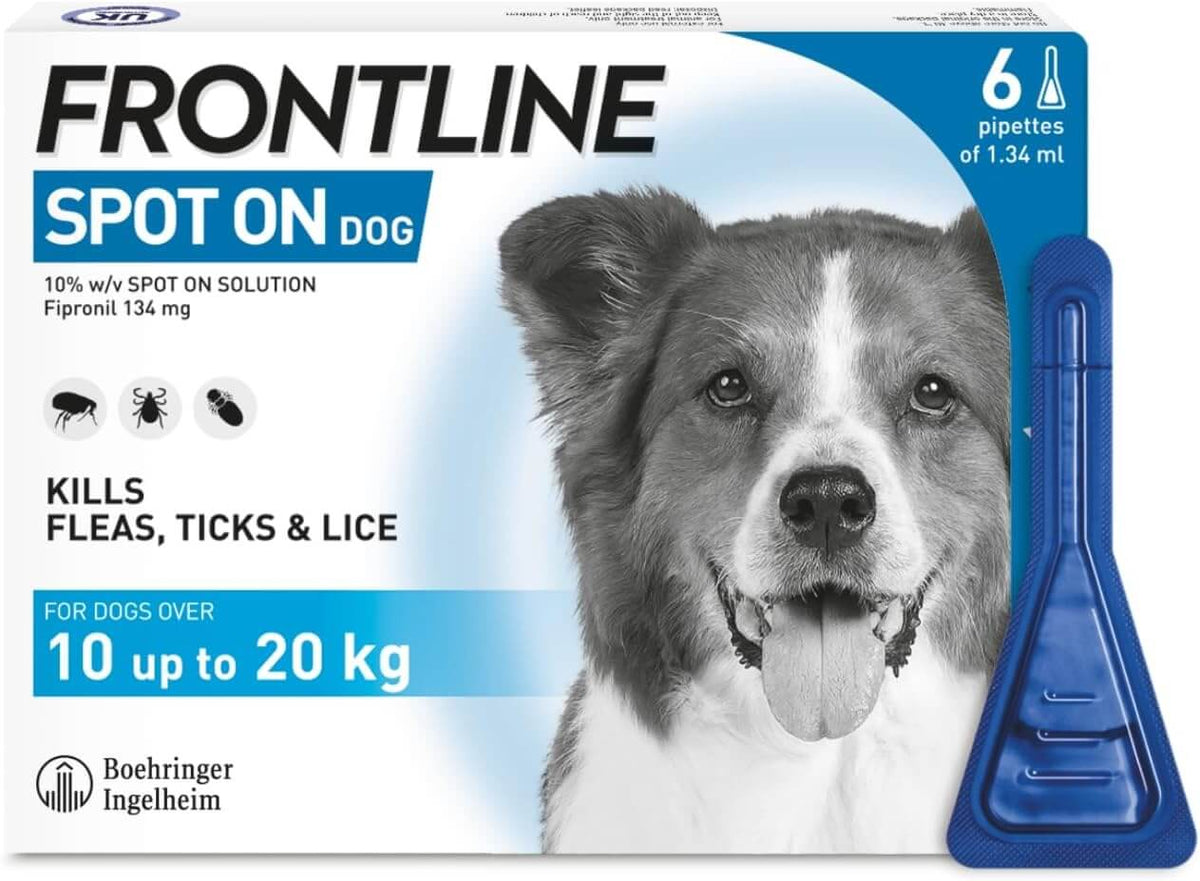Spot On Flea & Tick Treatment for Medium Dog (10-20kg) 6 Pipettes